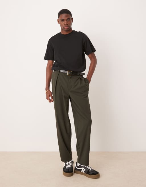 Pantalones grises de corte tapered extragrande con pinzas marcadas de ASOS DESIGN