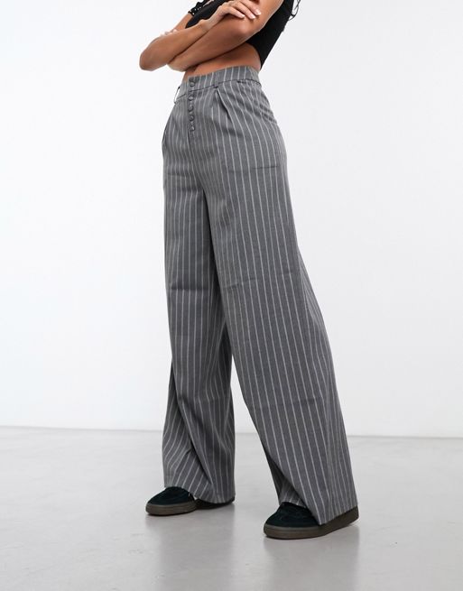 Pantalones retro de estilo ancho a la moda para mujer - Gray / XS