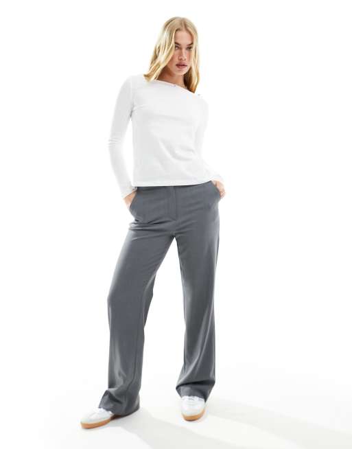 Pantalones grises de pernera recta con cremalleras laterales de Mango