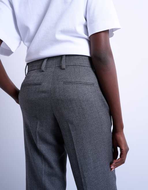 Pantalones grises de talle bajo y pernera recta holgada de Topshop, 4 de 5