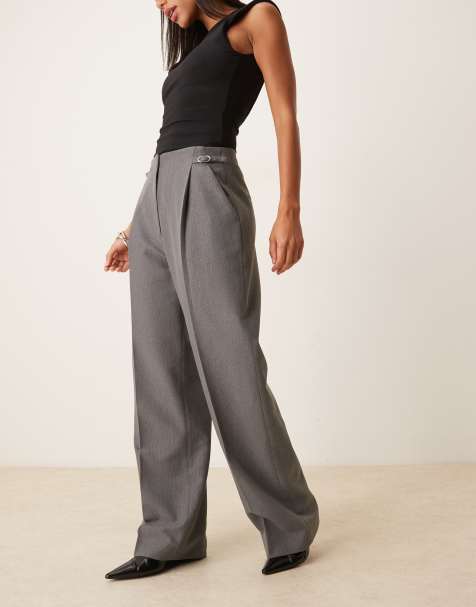Pantalones grises de talle muy alto con tiras ajustables Love Sloane de Abercrombie & Fitch Curve - view 1