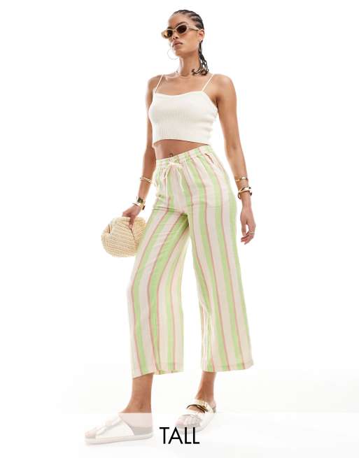 Pantalones holgados a rayas verdes y rosas de ONLY Tall 