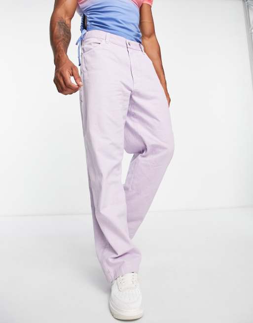 Pantalones lilas de estilo carpintero para festivales de COLLUSION
