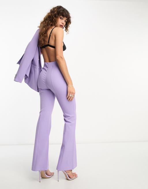 Pantalones lilas de talle alto y corte acampanado de ONLY (parte de un conjunto), 3 de 4