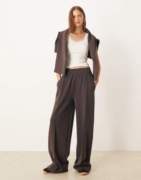 Pantalones marrón chocolate de pernera ancha de tejido entrelazado de ASOS DESIGN - view 1