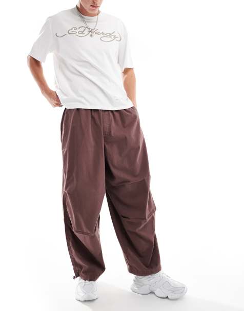 Pantalones marrón lavado holgados y extragrandes de estilo paracaidista de ASOS DESIGN - view 1