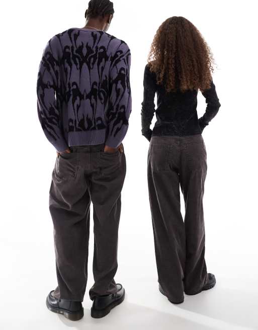 Pantalones marrón oscuro unisex de pernera ancha de pana Astro de Weekday, 4 de 4
