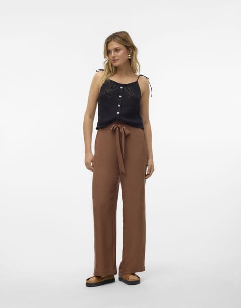 Pantalones marrón tierra de pernera ancha de Vero Moda - view 1