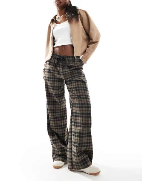 Pantalones marrones a cuadros de pernera ancha de Cotton On - view 1