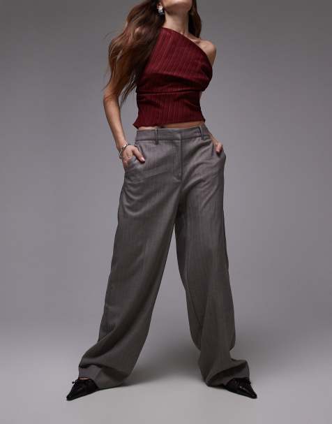 Pantalones marrones a rayas con patrón de espiga de Mango - view 1