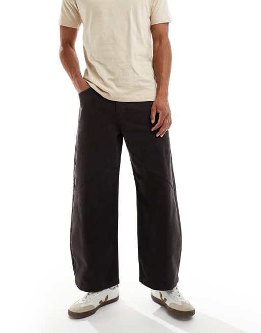 Pantalones marrones con detalle de pinzas New Barrel de ASOS DESIGN