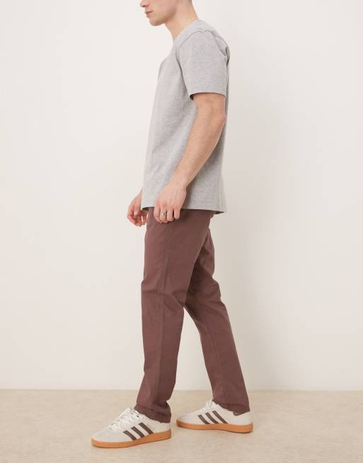 Pantalones marrones de corte slim con cintura elástica de tejido rico en lino de ASOS DESIGN, 5 de 5