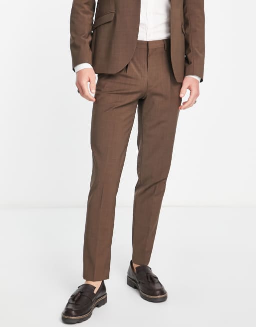 Pantalones marrones de corte slim Merrion de Shelby & Sons