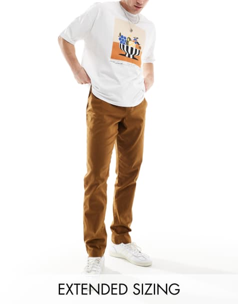 Pantalones marrones de corte slim sin cierres de ASOS DESIGN - view 1