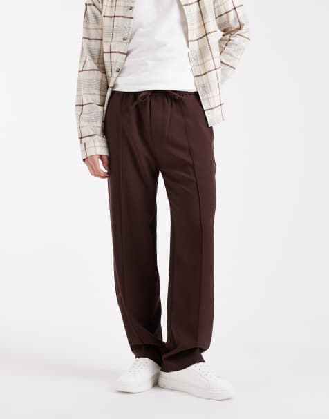 Pantalones marrones de corte suelto con jaretas de ONLY & SONS - view 1