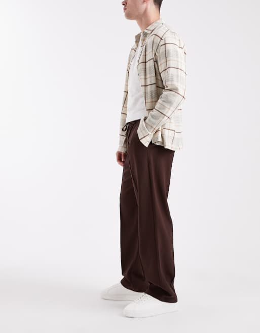 Pantalones marrones de corte suelto con jaretas de ONLY & SONS, 3 de 5