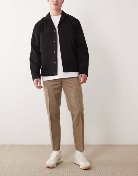 Pantalones marrones de pernera ancha con laterales regulables premium de ASOS DESIGN - view 1