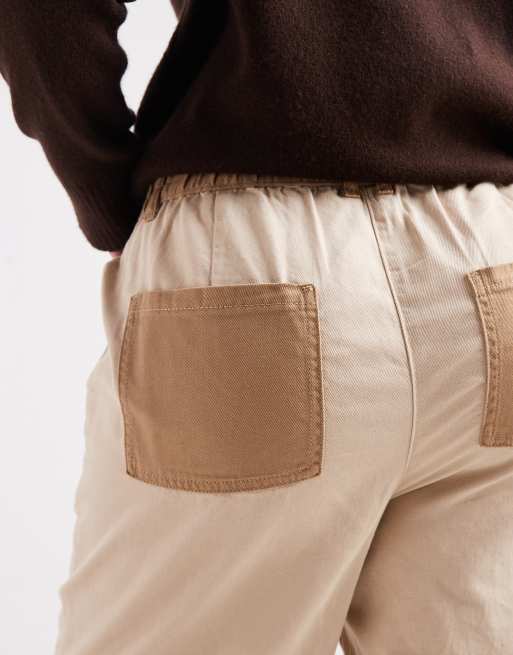 Pantalones marrones de pernera recta holgada con diseño color block lavado de ASOS DESIGN Curve, 3 de 5