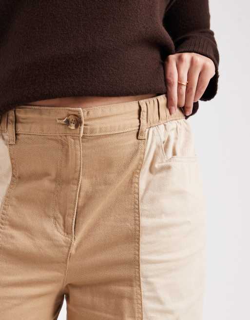 Pantalones marrones de pernera recta holgada con diseño color block lavado de ASOS DESIGN Curve, 5 de 5