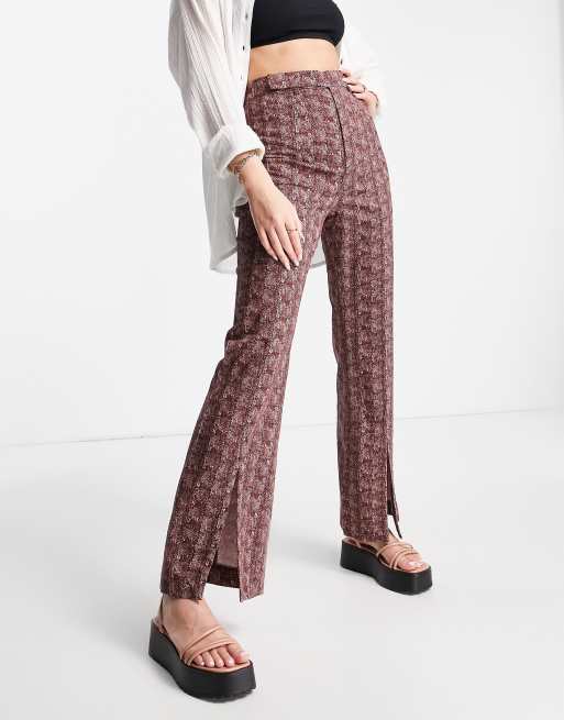 Pantalones marrones estampados Malena de Finders Keepers