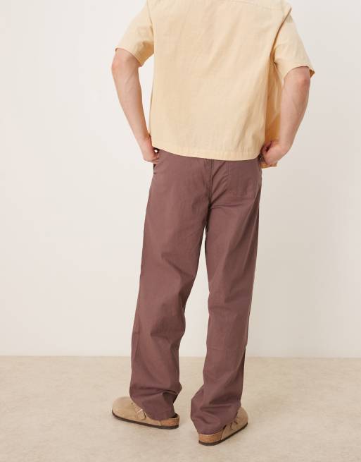 Pantalones marrones holgados de mezcla de lino de ASOS DESIGN, 5 de 5
