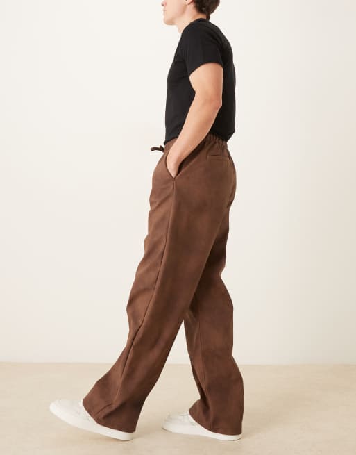 Pantalones marrones holgados sin cierres de antelina de ASOS DESIGN, 3 de 5