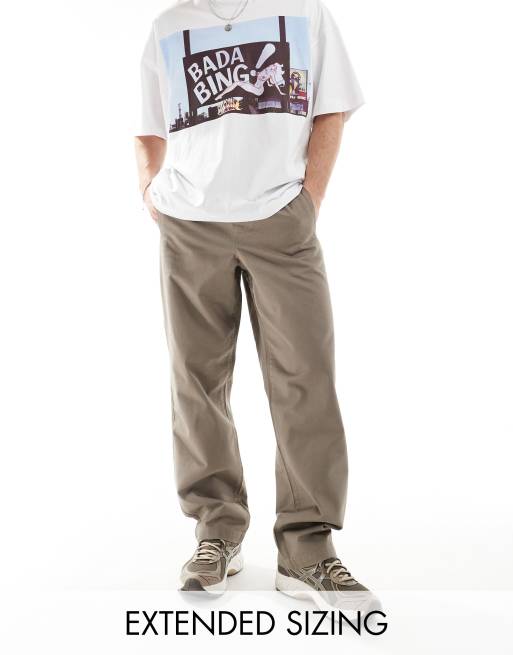 Pantalones marrones holgados sin cierres de ASOS DESIGN
