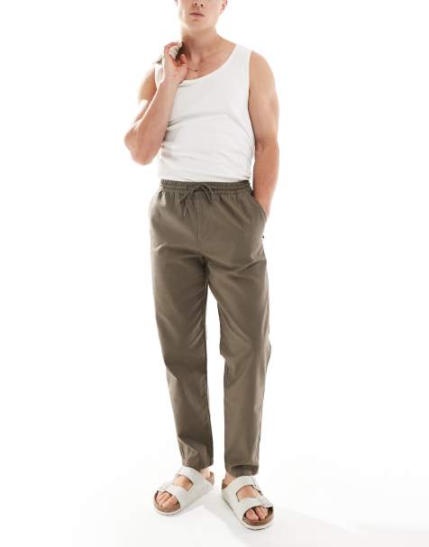 Pantalones marrones sin cierres de tejido efecto lino de River Island - view 1