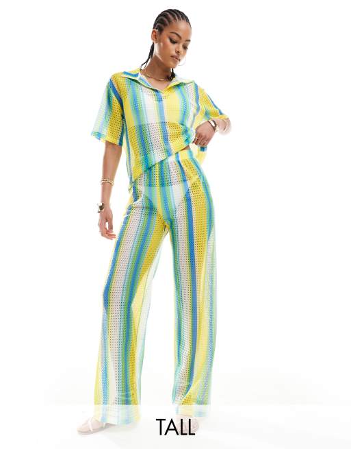 Pantalones multicolores a rayas de croché de Extro & Vert Tall (parte de un conjunto)
