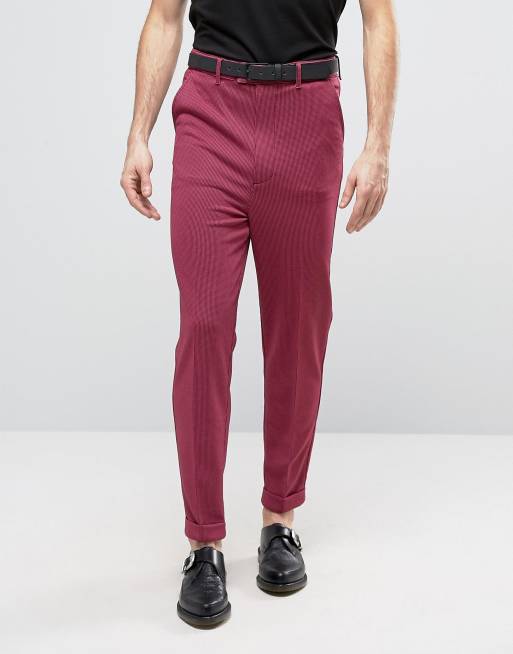 Pantalones muy ajustados de tiro alto con diseño de pata de gallo en rosa de ASOS