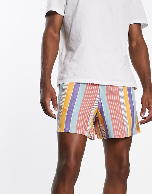 Pantalones muy cortos a rayas de tonos luminosos de corte ancho de ASOS DESIGN, 4 de 4