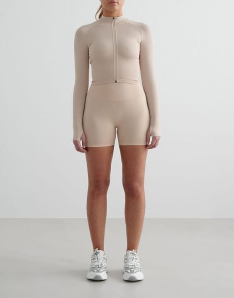 Pantalones muy cortos beis arcilla moldeadores sin costuras de Aim'n - view 1