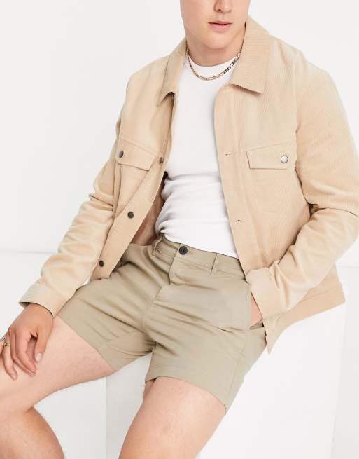 Pantalones muy cortos chinos beis de corte pitillo de ASOS DESIGN , 3 de 4