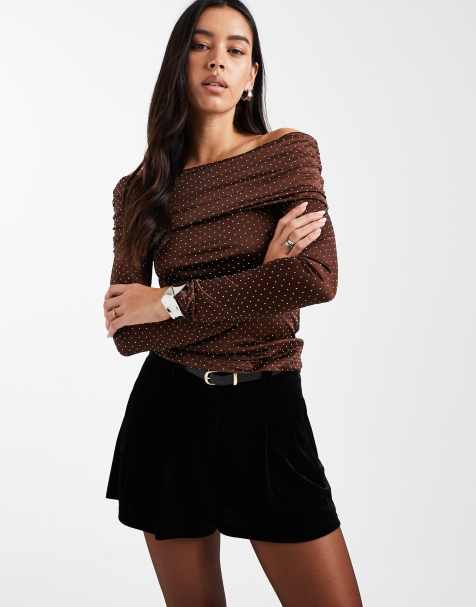 Pantalones muy cortos de sastre negros de terciopelo de Miss Selfridge - view 1