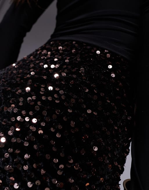 Pantalones muy cortos marrón chocolate de lentejuelas de ASOS DESIGN, 5 de 5