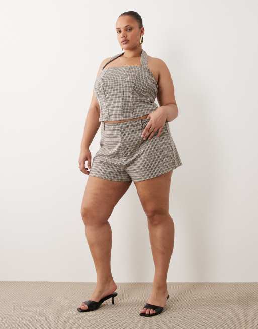 ASOS DESIGN Curve - Conjunto a cuadros marrones Mix & Match, 2 de 4