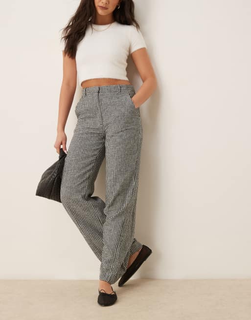 Pantalones negros a cuadros vichy clásicos de talle alto de Abercrombie & Fitch