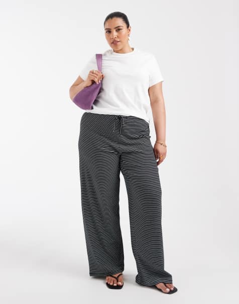 Pantalones negros a rayas sin cierres de ONLY Curve - view 1
