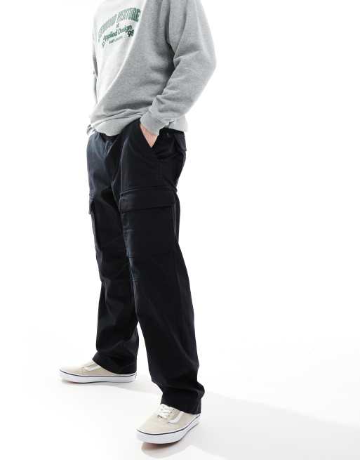 Pantalones negros cargo de corte tapered suelto de tejido antidesgarros Fatigue de Vans