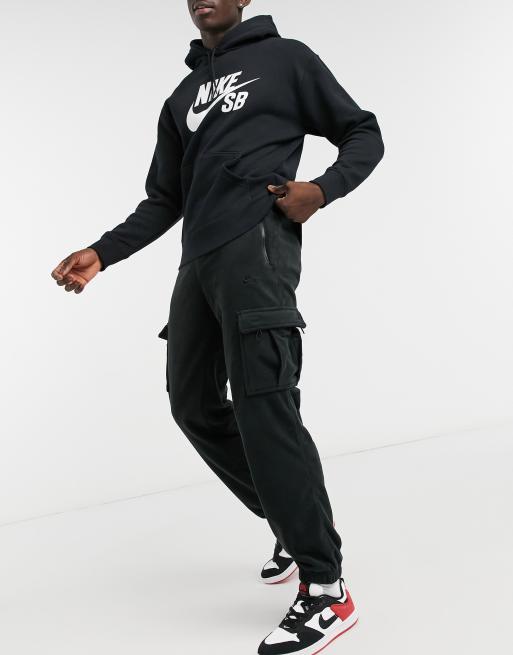 Pantalones negros cargo de micropolar con media cremallera de Nike SB