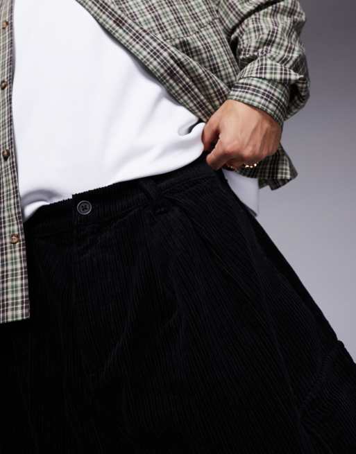 Pantalones negros cargo holgados y extragrandes con pinzas de pana de ASOS DESIGN , 5 de 5