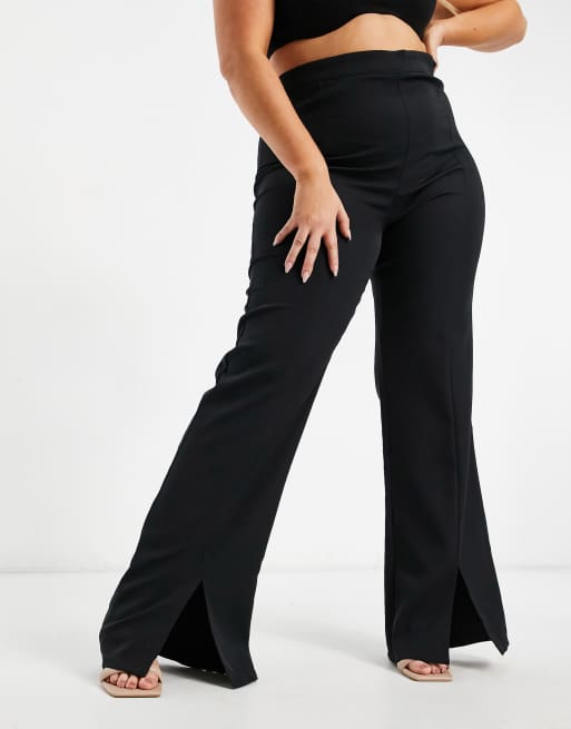 Pantalones negros con abertura delantera de Outrageous Fortune Plus, 4 de 4