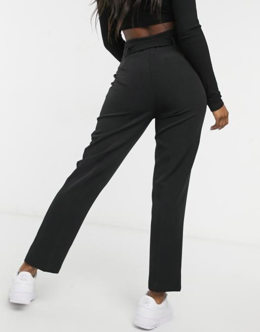 Pantalones negros con cinturilla paperbag de New Look Curve, 2 de 4