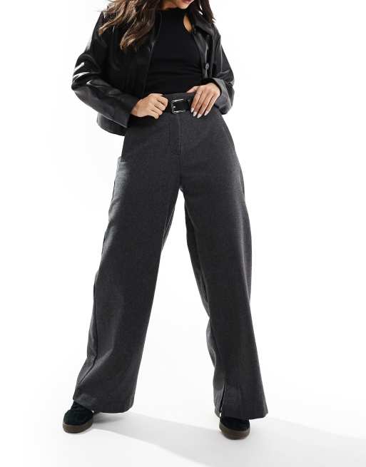 Pantalones negros con cinturón de tejido efecto lana de ASOS DESIGN, 2 de 5