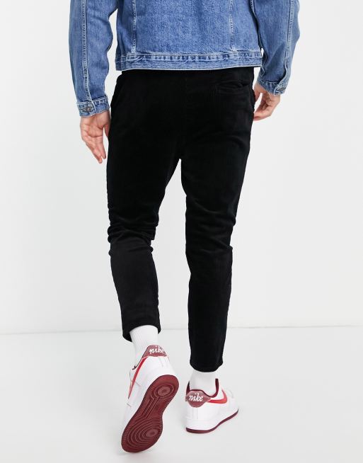 Pantalones negros con cordón ajustable de corte slim de pana de Only & Sons, 3 de 4