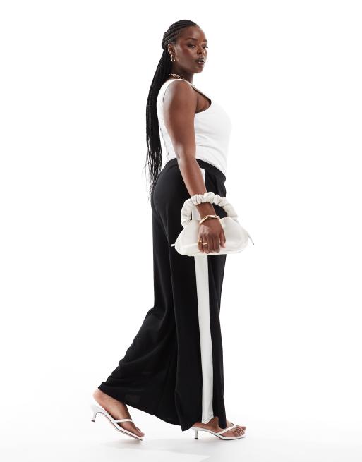 Pantalones negros con franja lateral de Yours