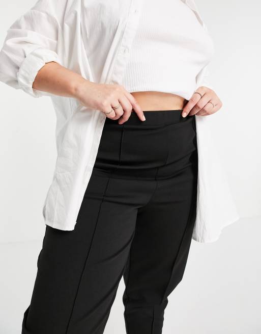 Pantalones negros con jaretas de punto roma de ASOS DESIGN Curve, 3 de 4