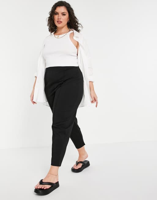 Pantalones negros con jaretas de punto roma de ASOS DESIGN Curve, 4 de 4