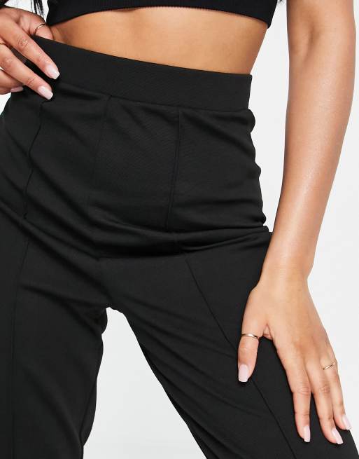 Pantalones negros con jaretas de punto roma de ASOS DESIGN Hourglass, 3 de 4