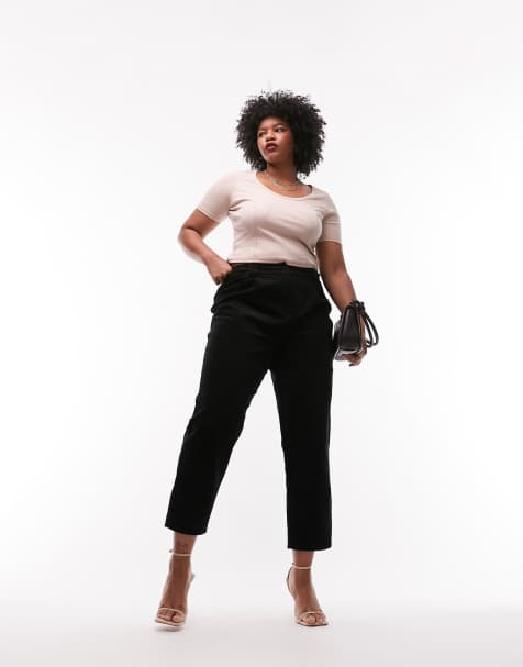 Pantalones negros con pinzas de pana de Topshop Curve - view 1